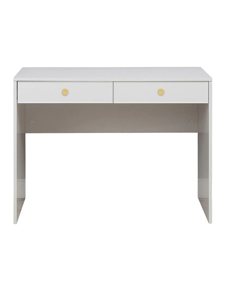 Odessa White Slim Front Furniture Desk Brass Round Handle image 1