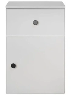 Porto White Slim Front Bedside Table Black Round Handle