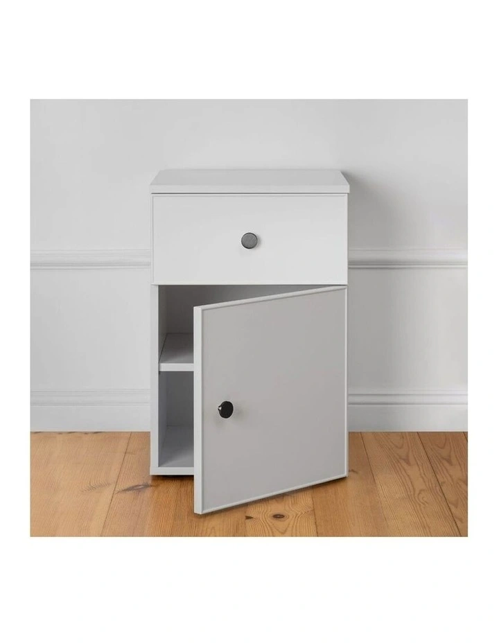 Porto White Slim Front Bedside Table Black Round Handle image 2