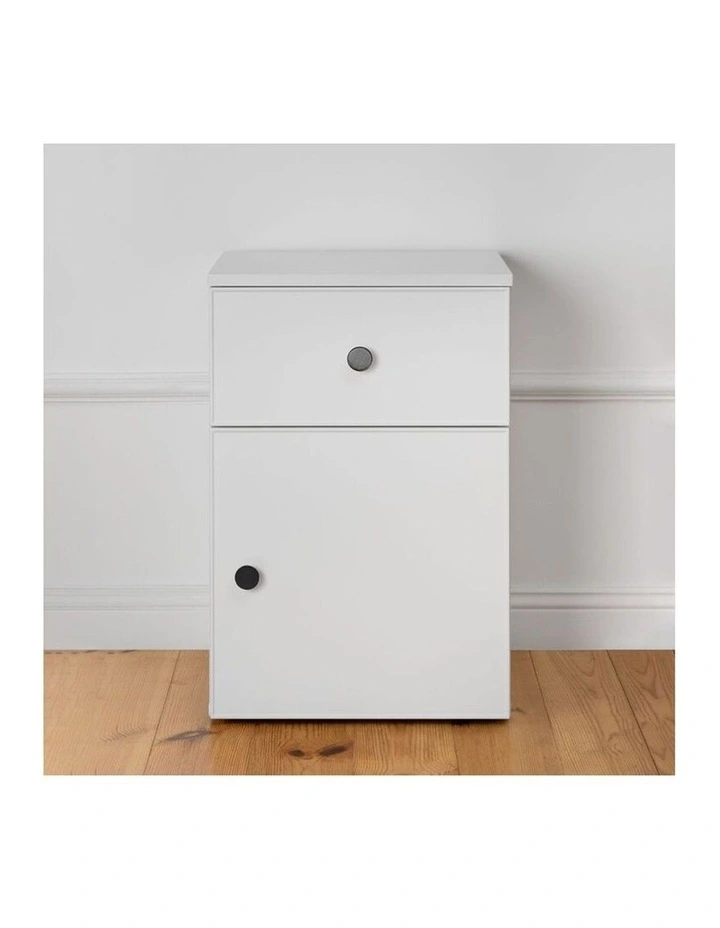 Porto White Slim Front Bedside Table Black Round Handle image 5