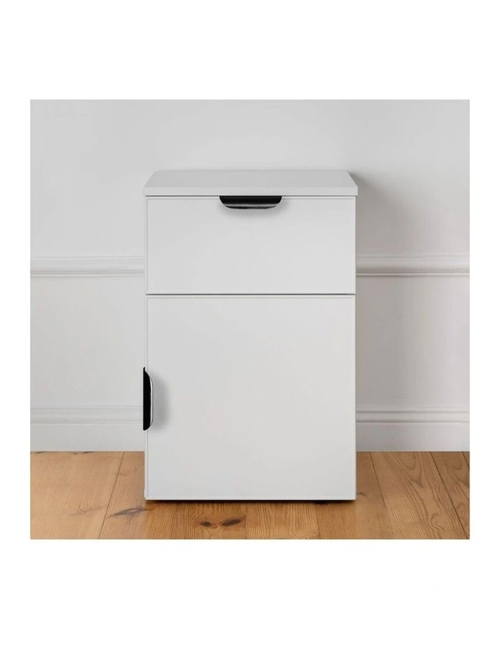 Porto White Slim Front Bedside Table Black Pull Handle image 2