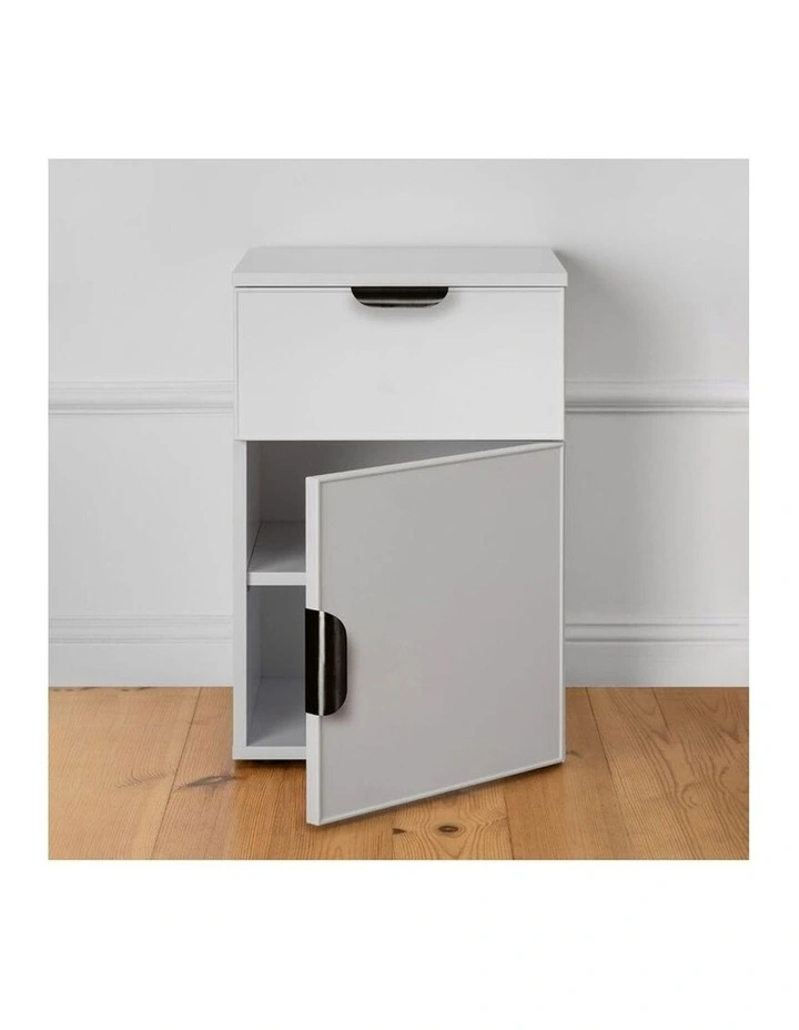 Porto White Slim Front Bedside Table Black Pull Handle image 3