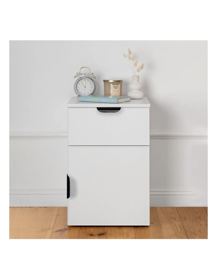 Porto White Slim Front Bedside Table Black Pull Handle image 5