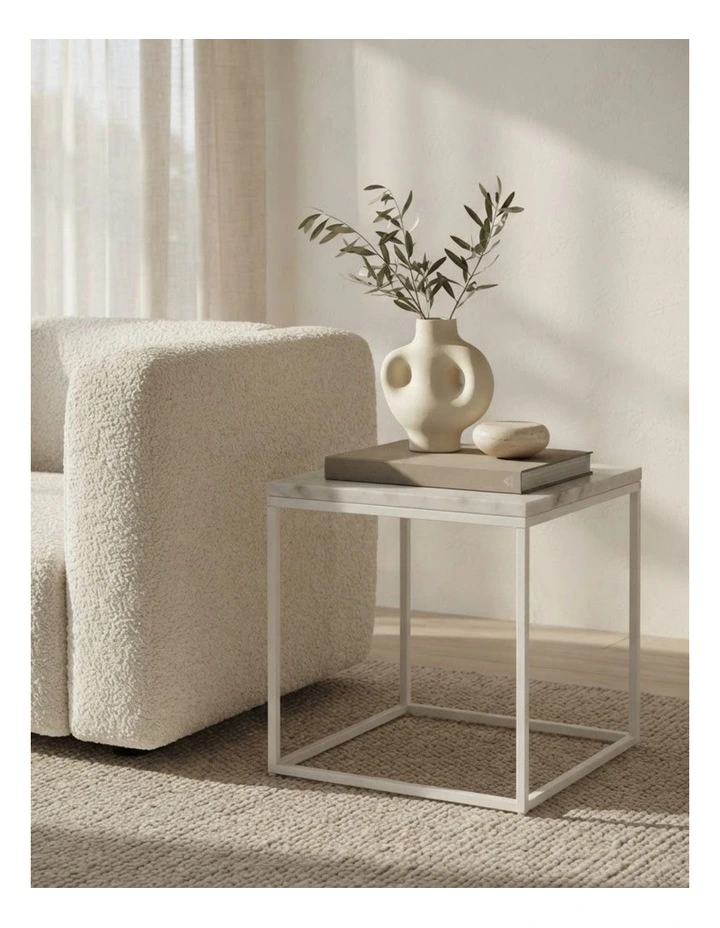 Silva Decorative Furniture Side Table White/White Marble 60x50x50cm image 2