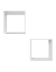 2pc Bergen Cube Decorative Display Shelf Set White 37x37x25cm