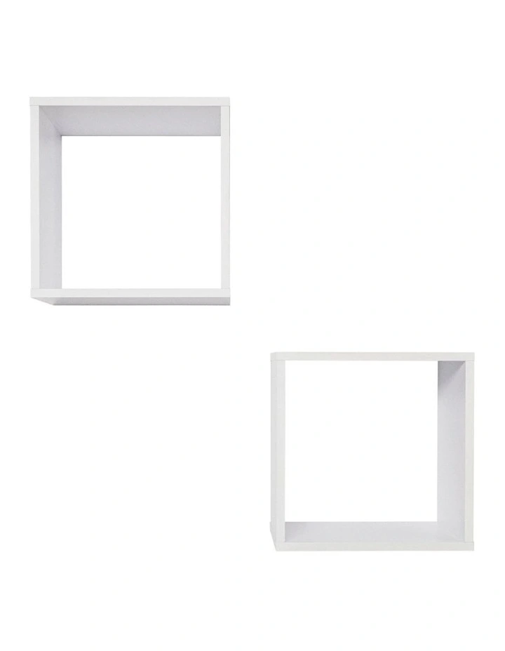 2pc Bergen Cube Decorative Display Shelf Set White 37x37x25cm image 1