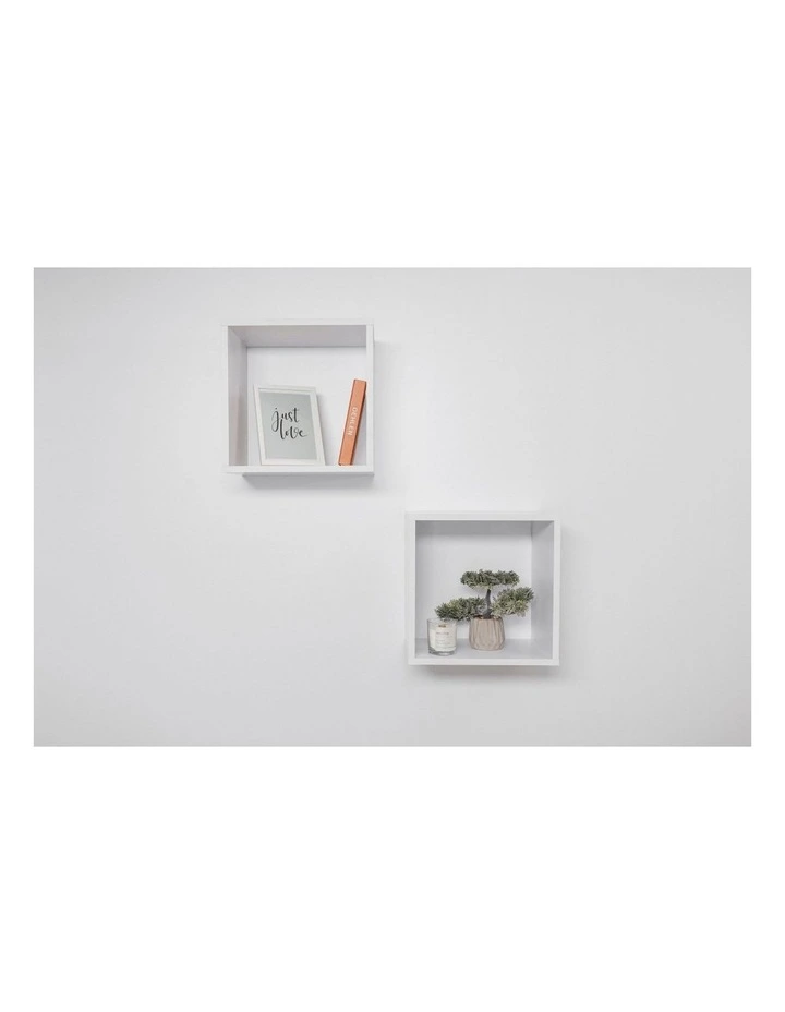 2pc Bergen Cube Decorative Display Shelf Set White 37x37x25cm image 2