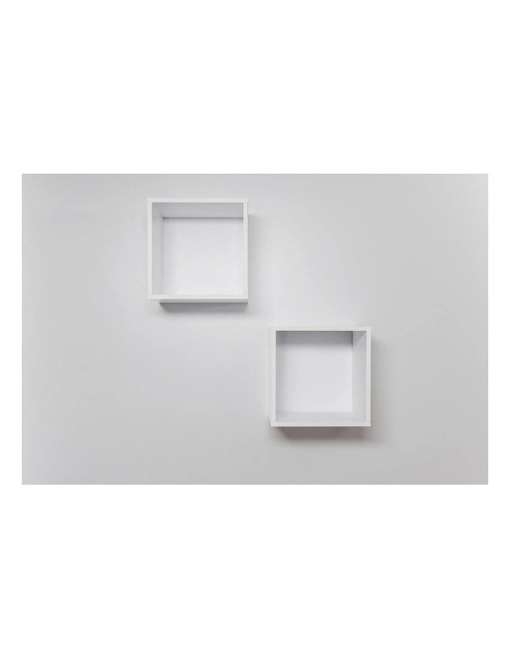 2pc Bergen Cube Decorative Display Shelf Set White 37x37x25cm image 3
