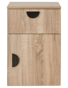 Porto Natural Oak Slim Bedside Table Black Half Moon Handle