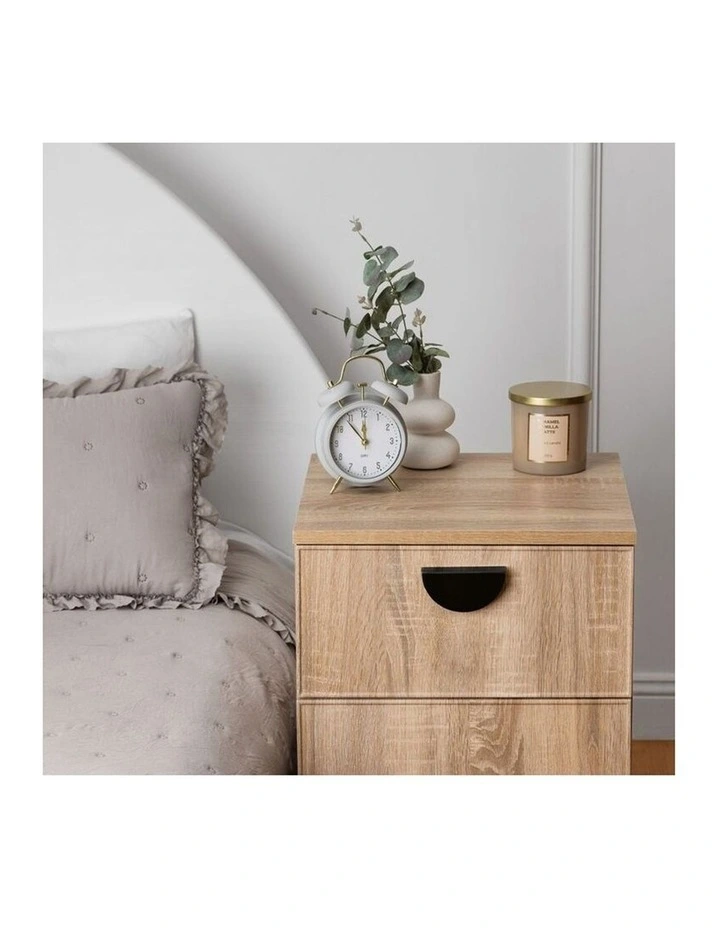 Porto Natural Oak Slim Bedside Table Black Half Moon Handle image 5