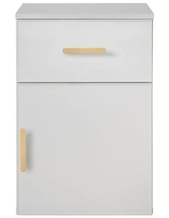 Porto White Slim Front Bedside Table Brass Oval Handle