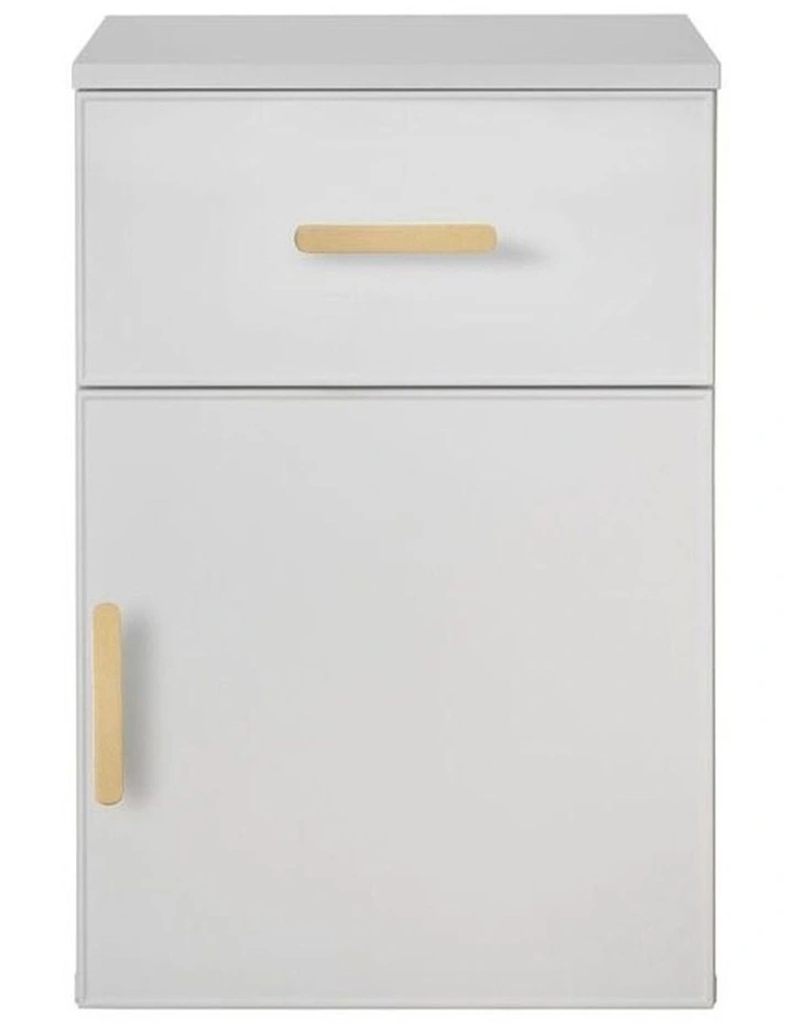Porto White Slim Front Bedside Table Brass Oval Handle image 1