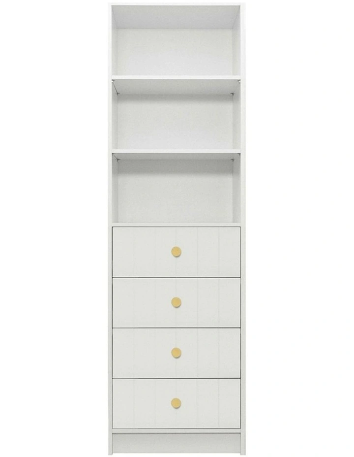 Malmo White Vj Panel Walk In Wardrobe Brass Round Handle image 1