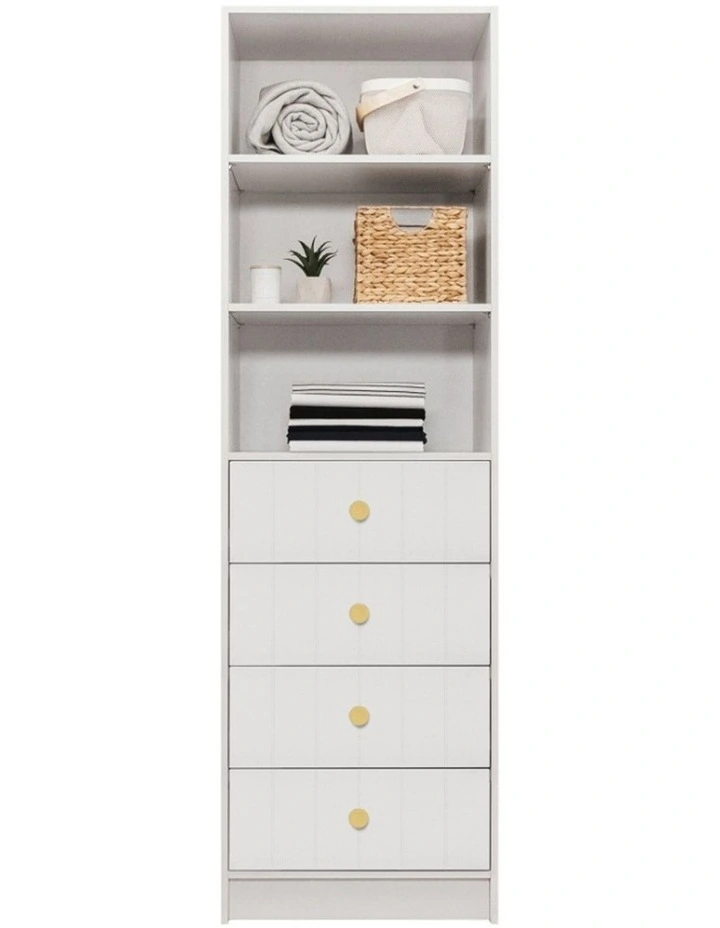 Malmo White Vj Panel Walk In Wardrobe Brass Round Handle image 2