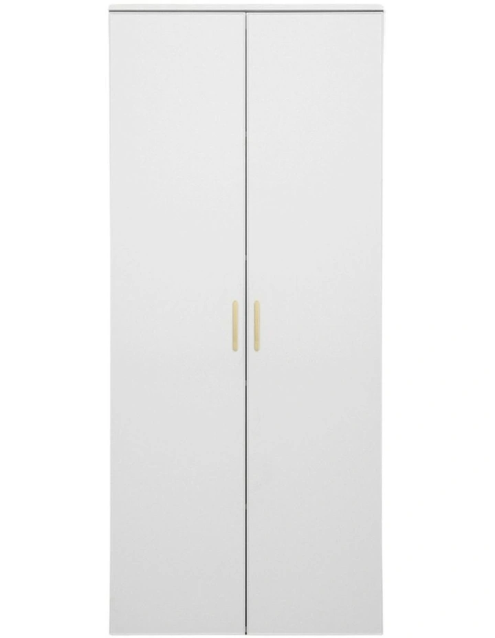 Stockholm Slim White Storage Cupboard Scandi Brass image 1
