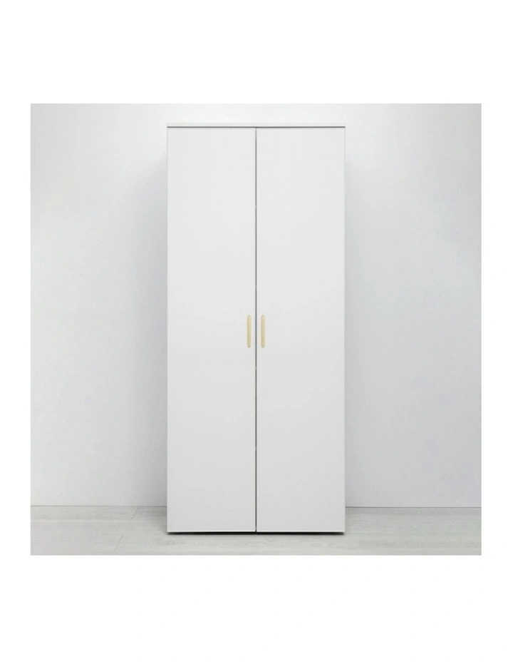 Stockholm Slim White Storage Cupboard Scandi Brass image 2