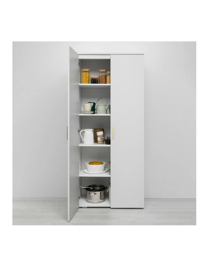 Stockholm Slim White Storage Cupboard Scandi Brass image 3