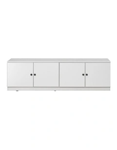 Bucharest White Slim Panel Tv Unit Black Round Handle