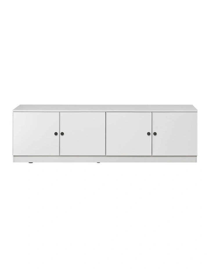 Bucharest White Slim Panel Tv Unit Black Round Handle image 1