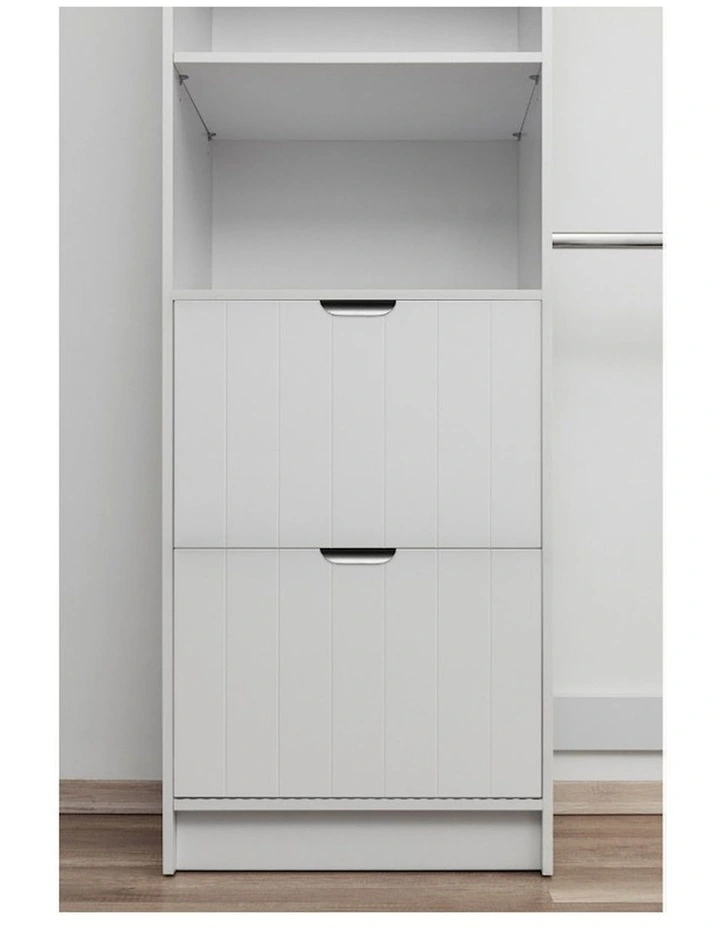 Basel Walk In Wardrobe Kit Wh Vj Panel Black Pull Handle image 3