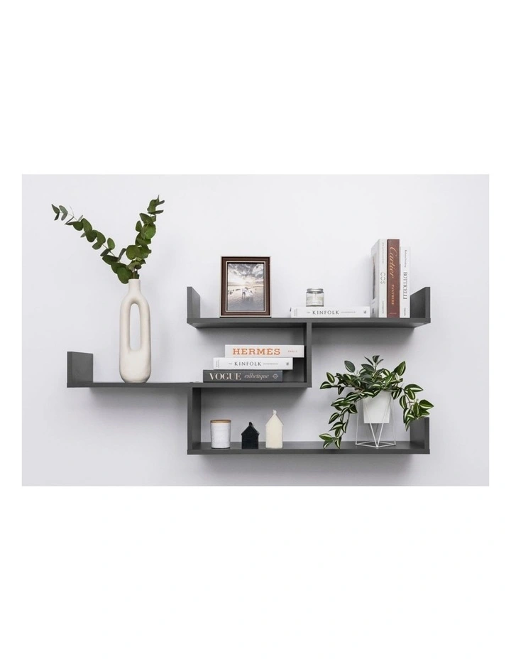 Zurich Multi Level Decorative Display Shelf Kit Graphite image 2
