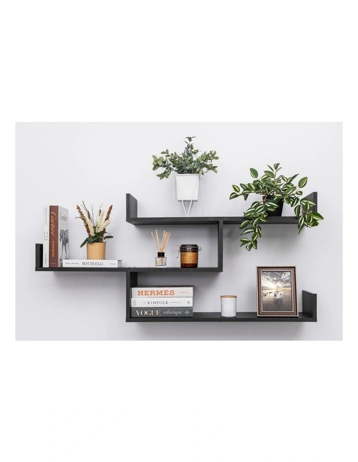 Zurich Multi Level Decorative Display Shelf Kit Graphite image 3
