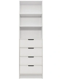 Malmo White Fluted Walk In Wardrobe Black Pull Handle