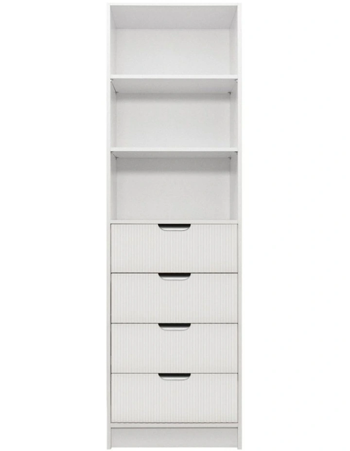 Malmo White Fluted Walk In Wardrobe Black Pull Handle image 1