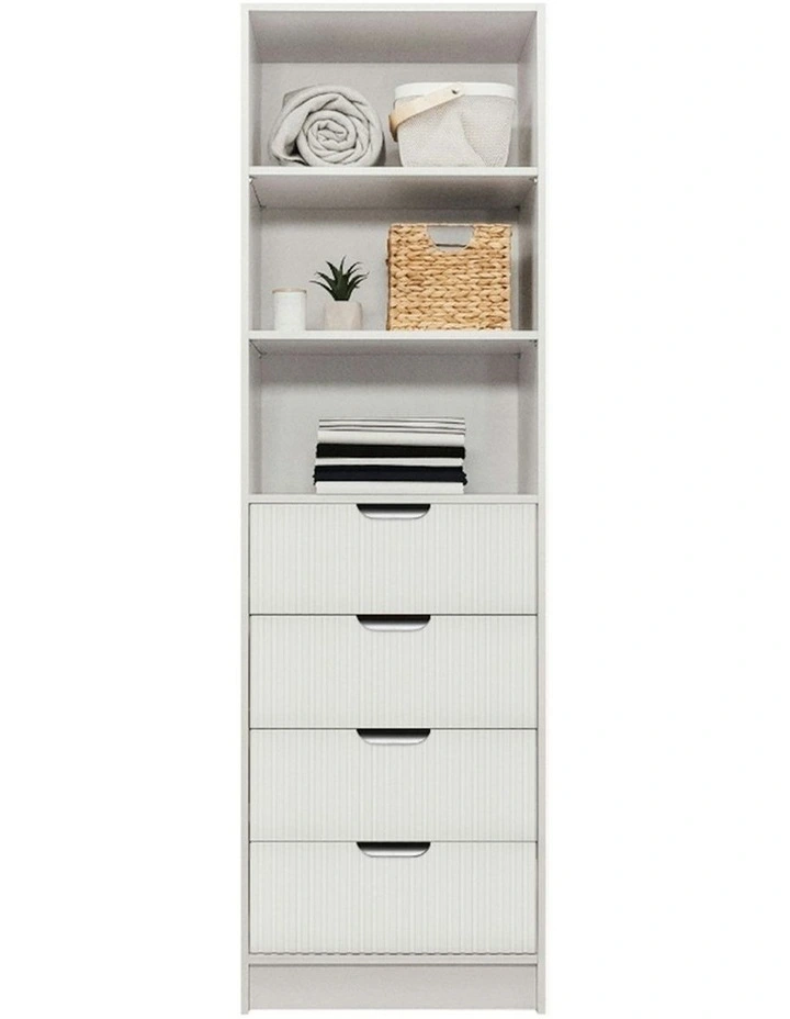 Malmo White Fluted Walk In Wardrobe Black Pull Handle image 2