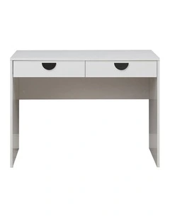 Odessa White Slim Front Furniture Desk Black Half Moon Handle