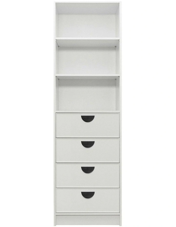 Malmo Black Half Moon Handle Walk In Wardrobe in White image 1
