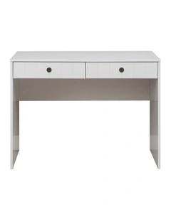 Odessa White Vj Panel Front Desk Black Round Handle