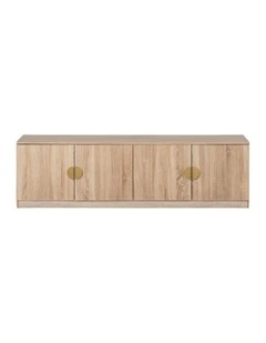 Bucharest Natural Oak Slim Tv Unit Brass Half Moon Handle