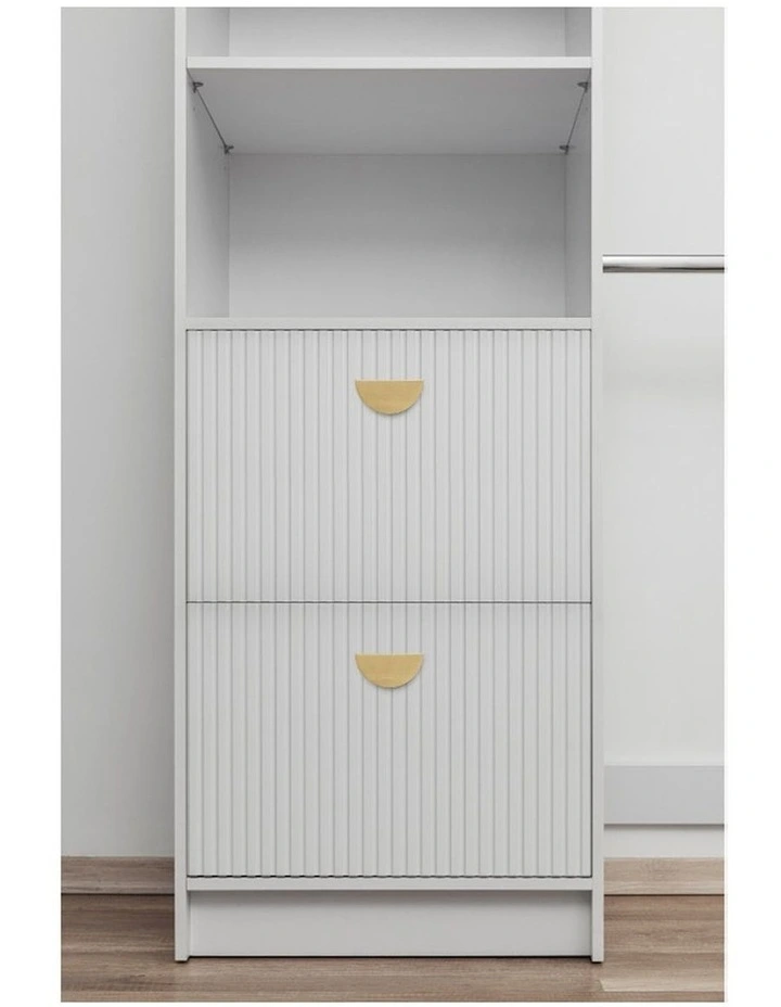 Basel Half Moon Handle Walk In Wardrobe Kit in White image 3