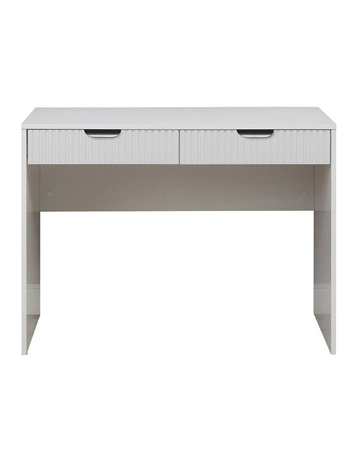 Odessa White Fluted Front Furniture Desk Black Pull Handle image 1