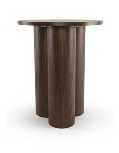 Elyn Round Pedestal Base Decorative Side Table Walnut 60x50x50cm