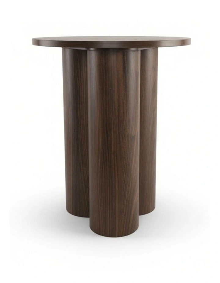 Elyn Round Pedestal Base Decorative Side Table Walnut 60x50x50cm image 1