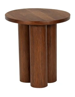 Elyn Round Pedestal Base Decorative Side Table Walnut 60x50x50cm