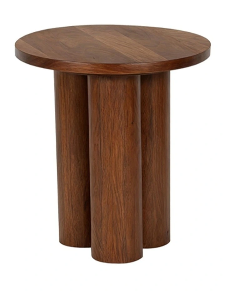 Elyn Round Pedestal Base Decorative Side Table Walnut 60x50x50cm image 1