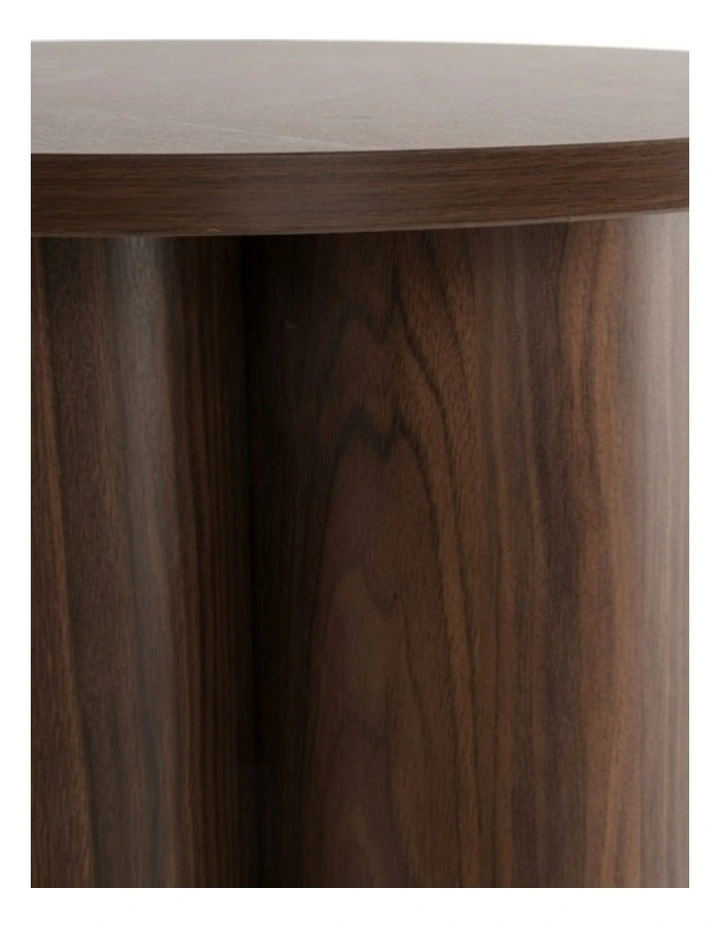 Elyn Round Pedestal Base Decorative Side Table Walnut 60x50x50cm image 4