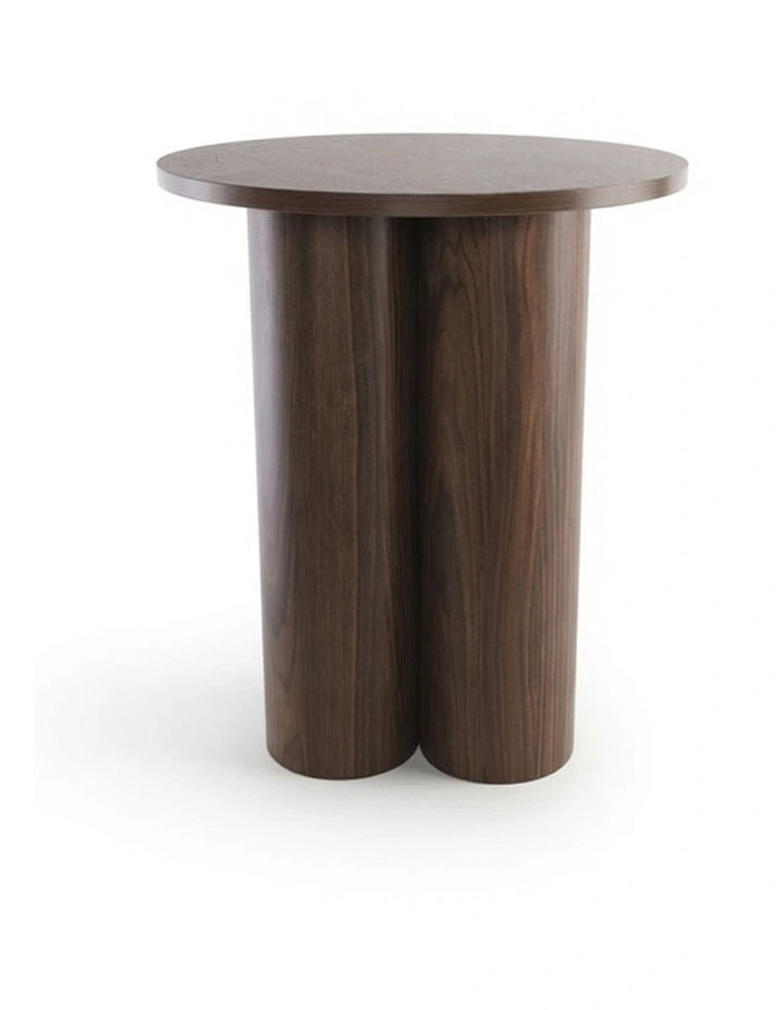 Elyn Round Pedestal Base Decorative Side Table Walnut 60x50x50cm image 5