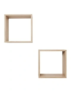 2pc Bergen Cube Decorative Display Shelf Set Oak 37x37x25cm