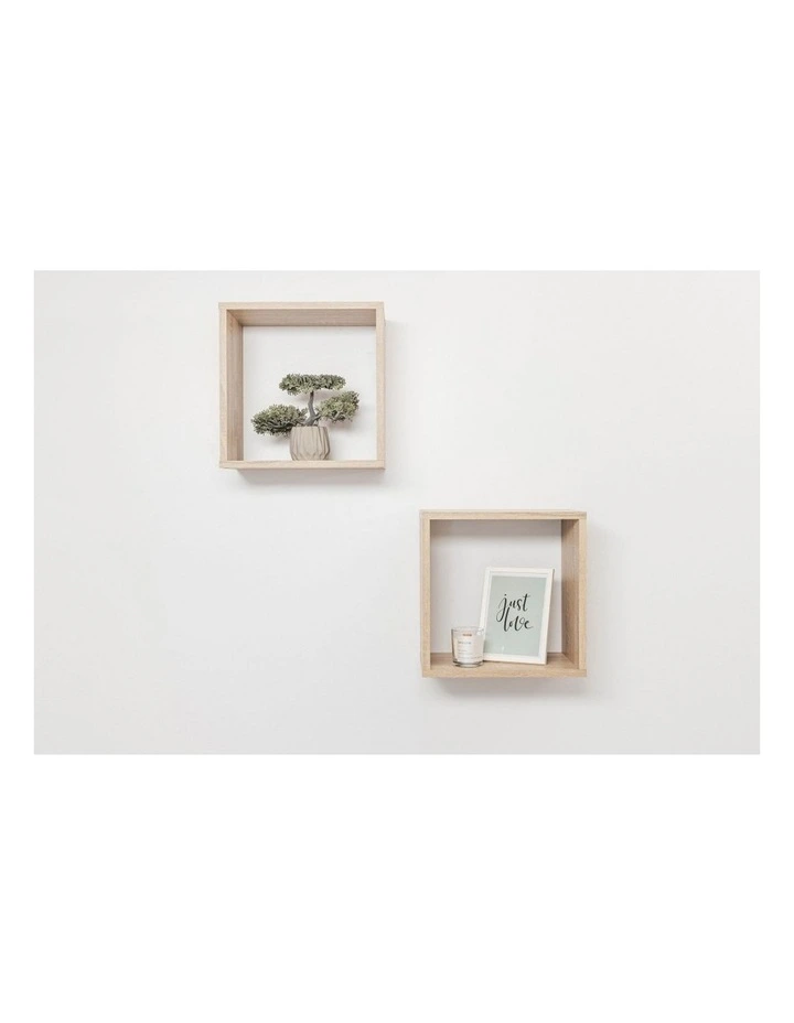 2pc Bergen Cube Decorative Display Shelf Set Oak 37x37x25cm image 2