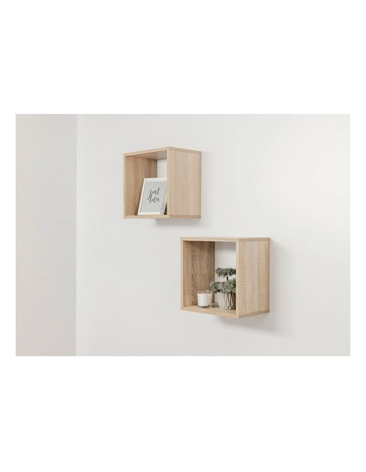 2pc Bergen Cube Decorative Display Shelf Set Oak 37x37x25cm image 3