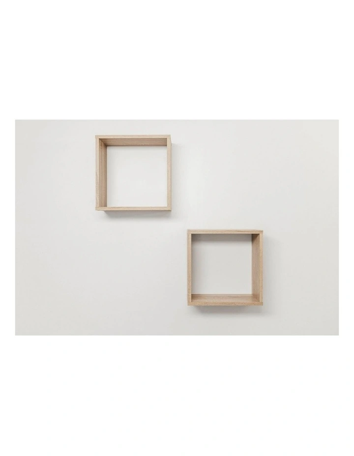 2pc Bergen Cube Decorative Display Shelf Set Oak 37x37x25cm image 5
