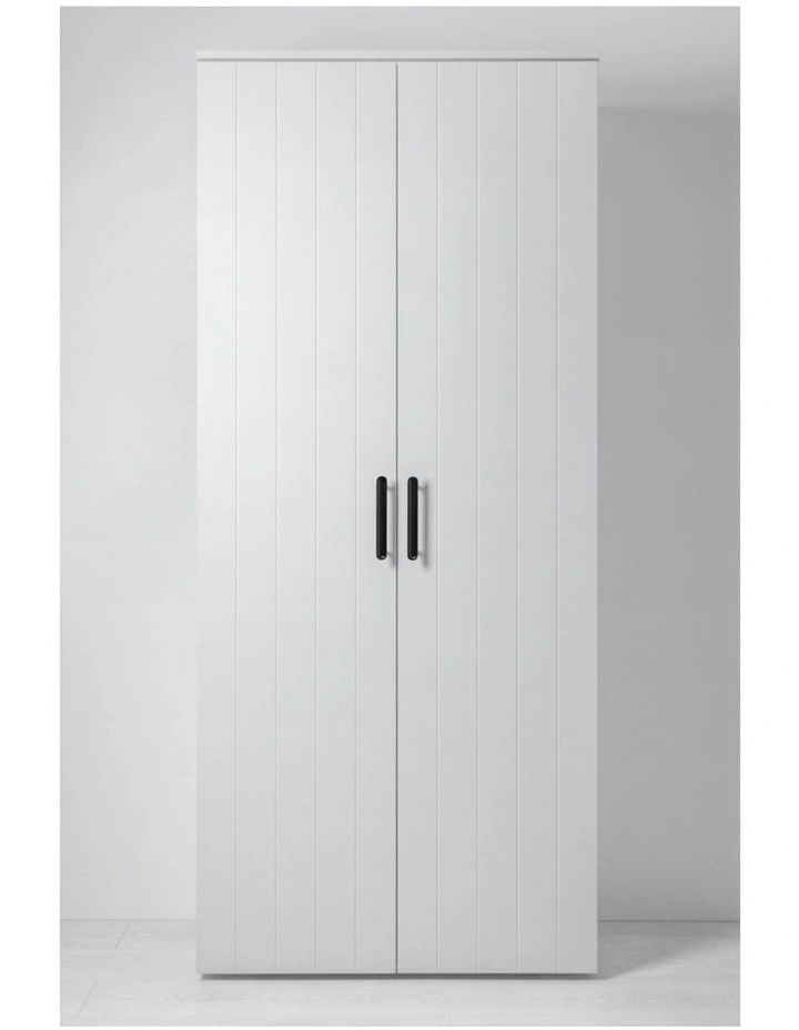 Stockholm Multi-Purpose Black Deco Handle Panel Cupboard in White image 2