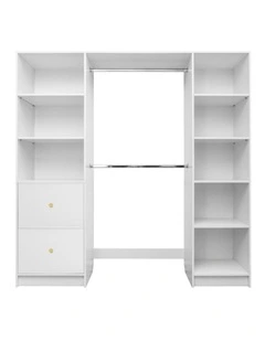 Basel Slim Brass Round Handle Walk In Wardrobe Kit in White