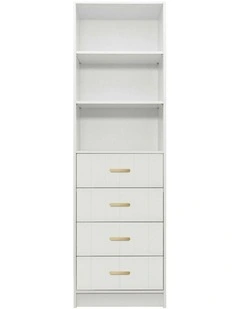 Malmo Panel Brass Oval Handle Walk In Wardrobe in White