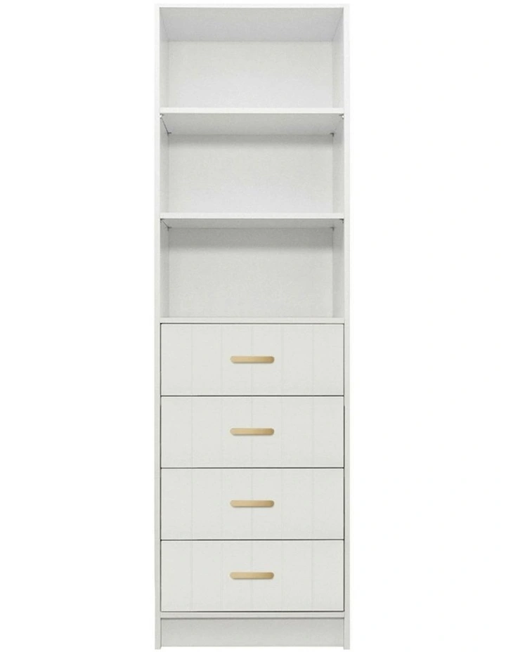 Malmo Panel Brass Oval Handle Walk In Wardrobe in White image 1