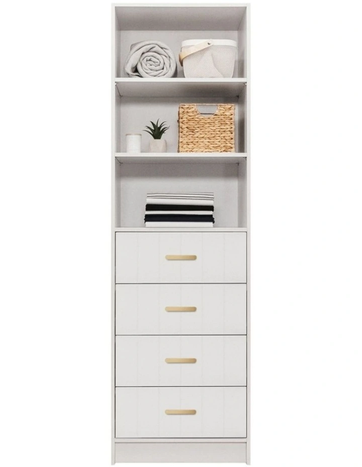Malmo Panel Brass Oval Handle Walk In Wardrobe in White image 2